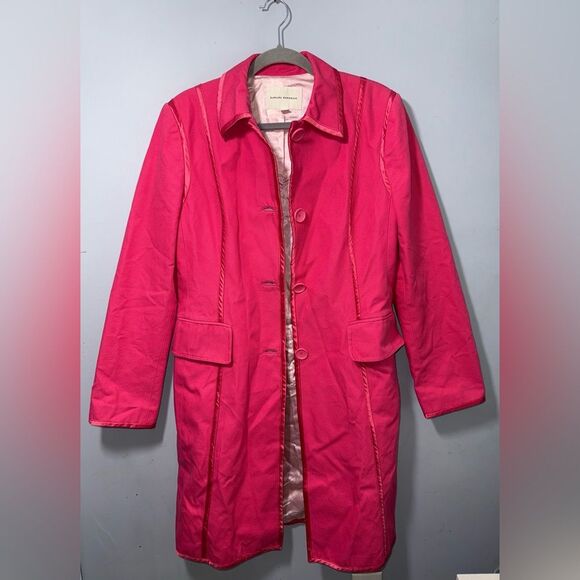 Banana Republic Jackets & Blazers - Banana Republic Barbie pink cotton blend trench coat with satin piping Large EUC